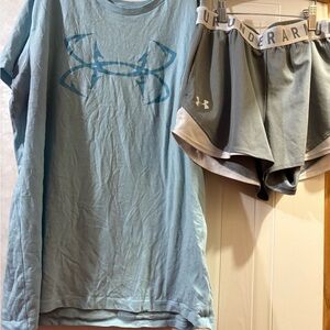 Under Armour Light Blue Tee and Gray Shorts Combo